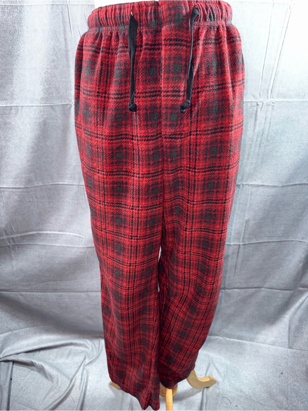 2991-Scandia Woods Women's Red Plaid Jogger Pants with Drawstring Waist